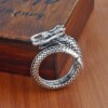 Pierścień obrączka sygnet smok regulowany vintage unisex srebrny metalowy - miniatura 4