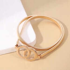 Pasek do sukienki metalowy złoty elegancki rozciągliwy sprężyna pancerka - miniatura 5