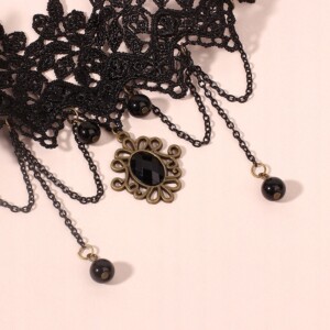 Choker koronkowy haft czarny naszyjnik gothic ch03 - miniatura 6
