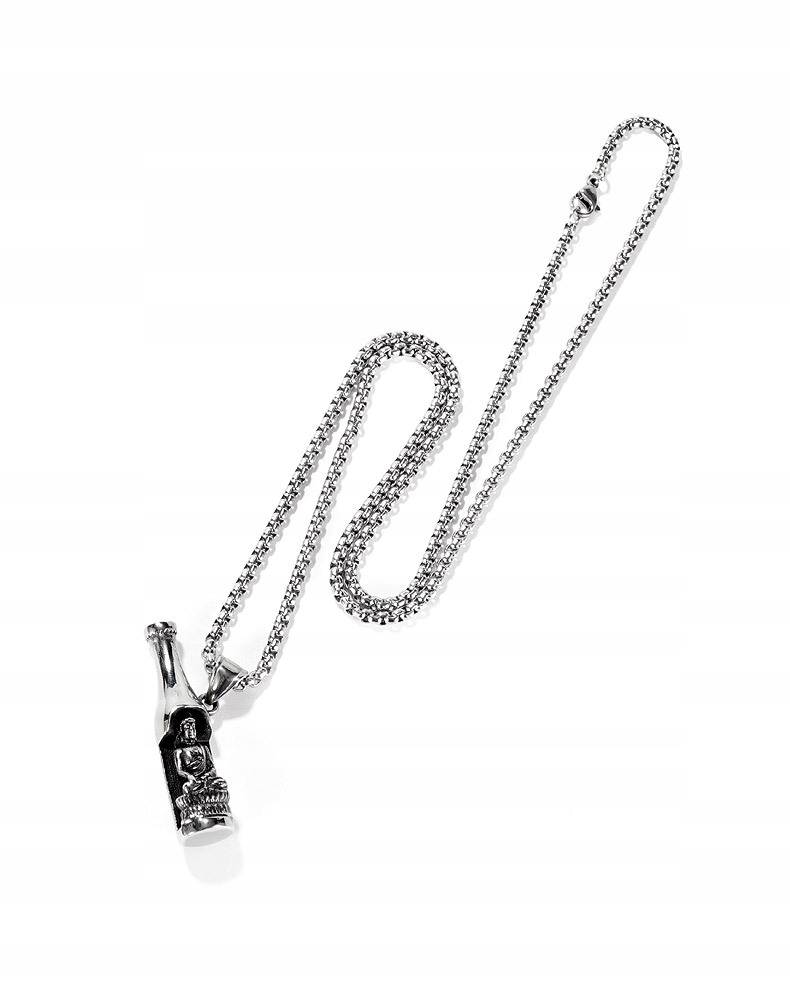 Naszyjnik srebrny otwieracz piwo budda butelka 354 - obrazek 3