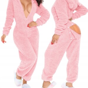 Piżama damska prezent na walentynki dla dziewczyny z klapką pluszowa s - miniatura 1