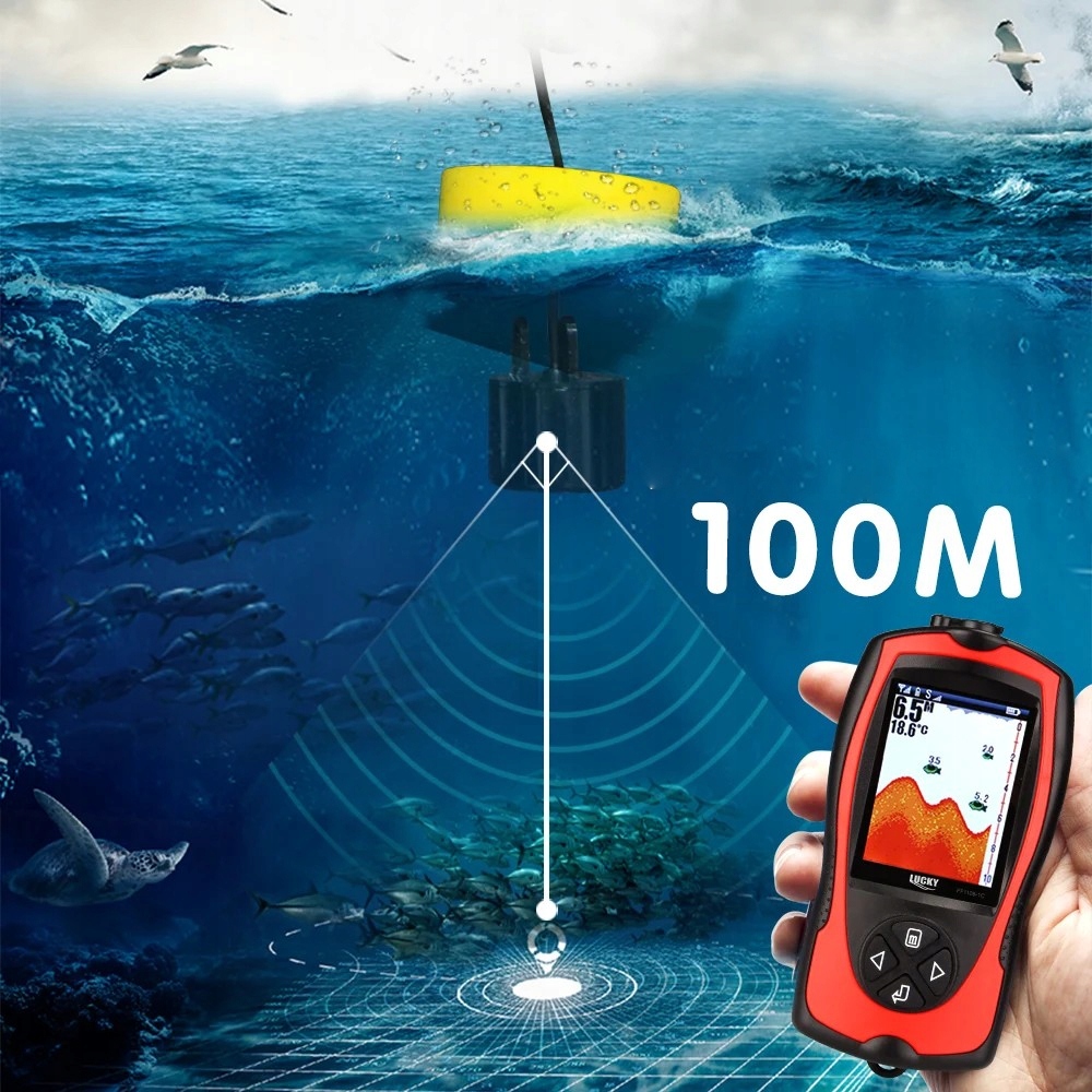 Echosonda wędkarska bezprzewodowa na wędkę łódź zanętową lucky 100m alarm - zdjęcie 13