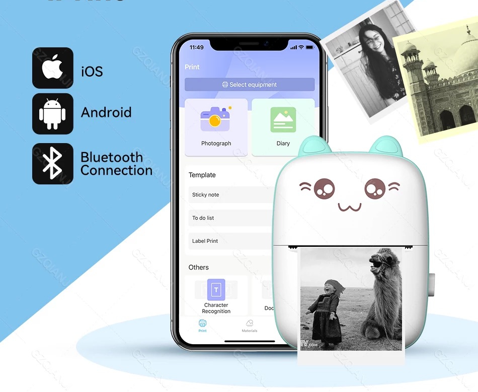 Mini drukarka termiczna dzieci kot zdjęcia notatki - obrazek 13