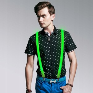 Zestaw szelki i mucha led świecący komplet imprezę sylwestra wesele green - miniatura 9