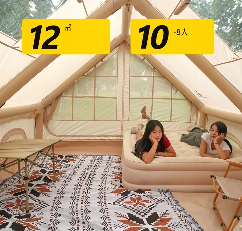 Duży namiot kempingowy pompowany 8 osobowy dmuchany pompka 12m2 400x300cm - zdjęcie 15