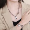 Naszyjnik srebrny piękny serce kluczyk łańcuszek modny elegancja szyk 45 cm - miniatura 3