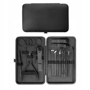 Zestaw do manicure pedicure twarzy podróżny 18 szt xxl czarny cążki etui - miniatura 3
