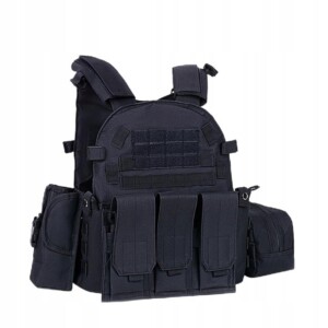 Kamizelka wojskowa taktyczna wojskowa torby 600d molle ładownice uni czarna - miniatura 5