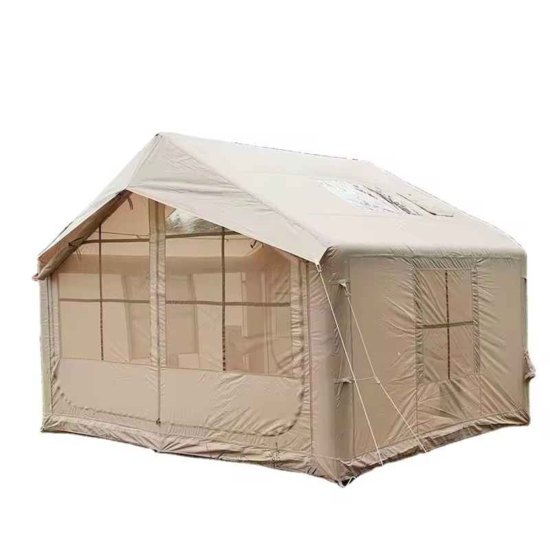 Duży namiot kempingowy pompowany 5 osobowy dmuchany pompka 8m2 320x250cm - zdjęcie 1