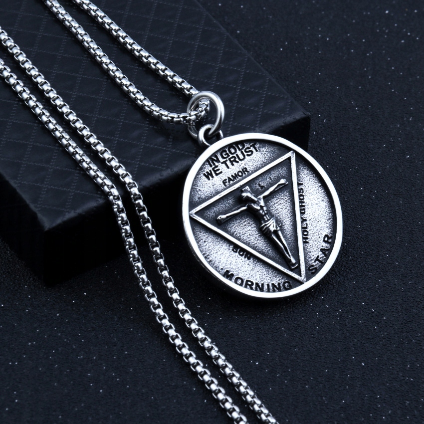 Naszyjnik srebrny łańcuszek in god we trust 323 - obrazek 5