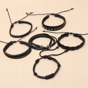 Bransoletka męska skórzana zestaw komplet 300 - miniatura 3