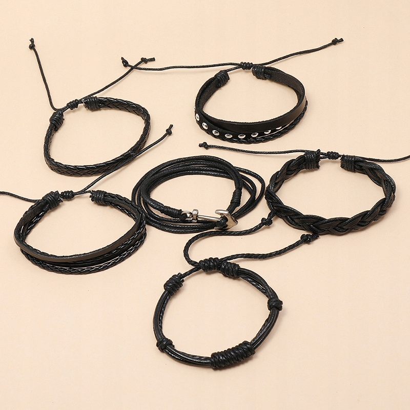 Bransoletka męska skórzana zestaw komplet 300 - obrazek 3