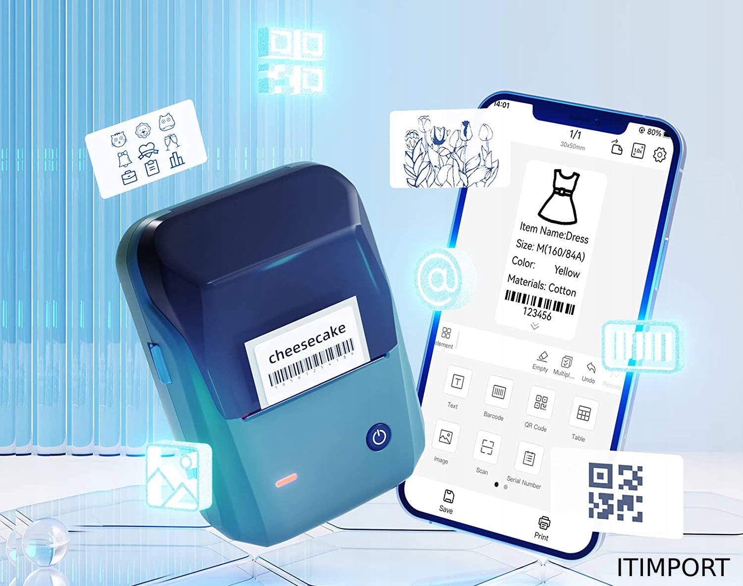 Niimbot b1 drukarka termiczna naklejki bluetooth zielono biała nowa +rolka - obrazek 9