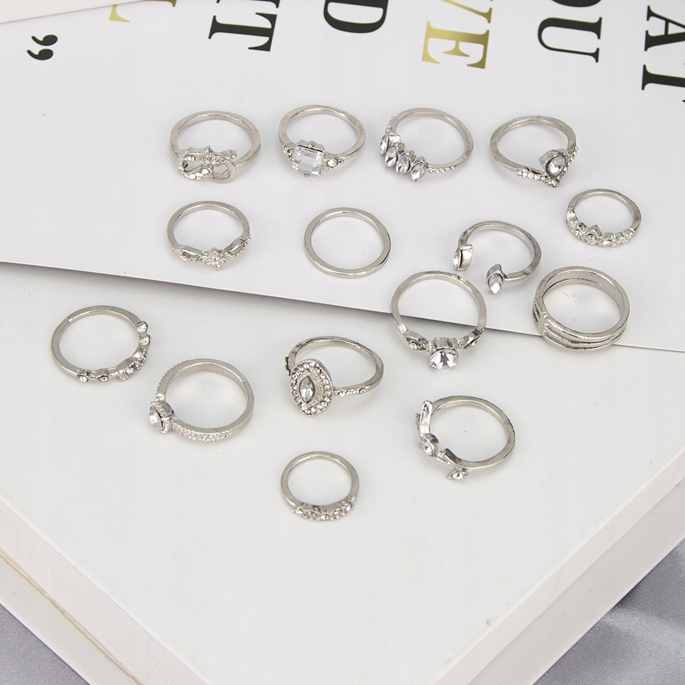 Srebrny zestaw pierścionków retro punk boho 96 - obrazek 3