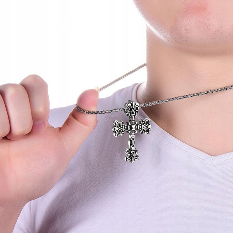 Naszyjnik srebrny stal łańcuszek krzyżyk 328 - zdjęcie 5