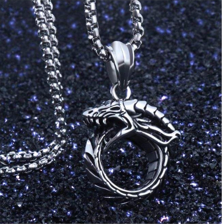 Naszyjnik wisiorek stal łańcuch kobra węże 387 - obrazek 5