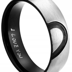 Serce obrączka pierścionek ślubna stal 316l r.28 - miniatura 1