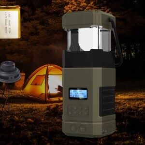 Latarnia kempingowa z radiem powerbank głośnik bt solar sos 6w1 korbka - miniatura 6