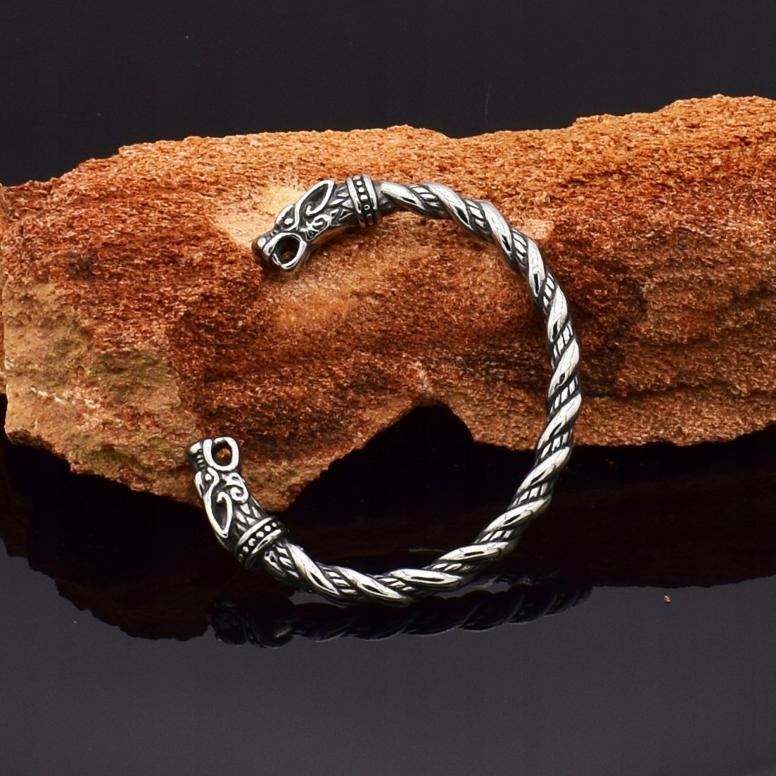 Bransoleta wikingów nordic wilki nordycka sreb 440 - obrazek 3