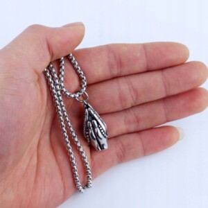 Naszyjnik srebrny modlitwa różaniec wiara ręce 307 - miniatura 11