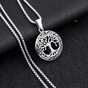 Naszyjnik srebrny łańcuszek stal drzewo życia 335 - miniatura 6