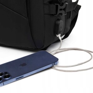 Plecak męski miejski elegancki czarny duży szkolny biurowy usb laptopa 32l - miniatura 3