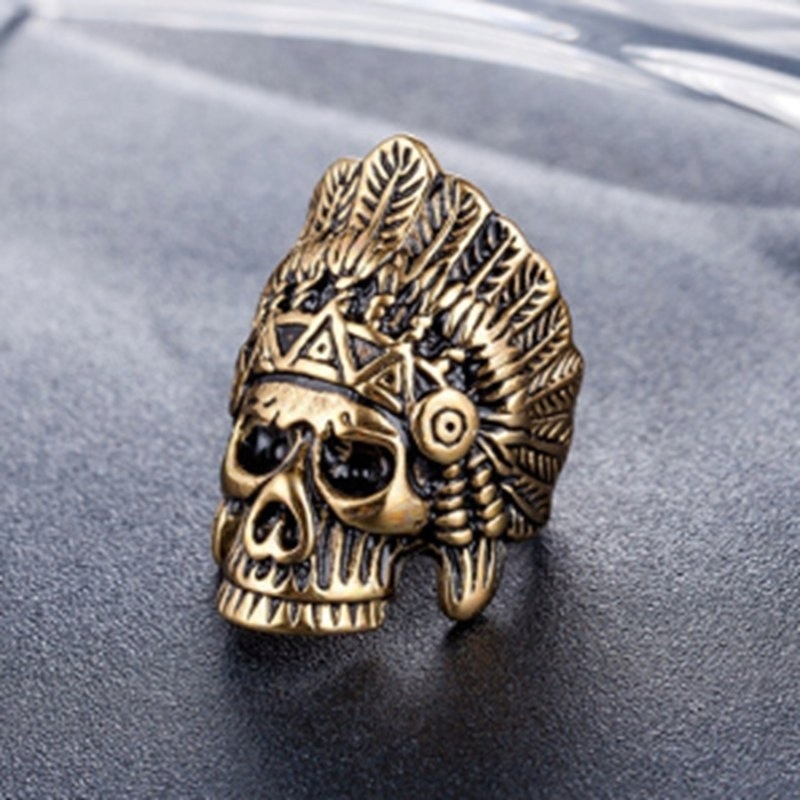 Pierścień sygnet obrączka indiański czaszka 453 - obrazek 2