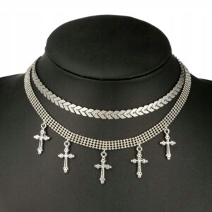 Naszyjnik choker celebrytka długa boho srebrny 42 - miniatura 2