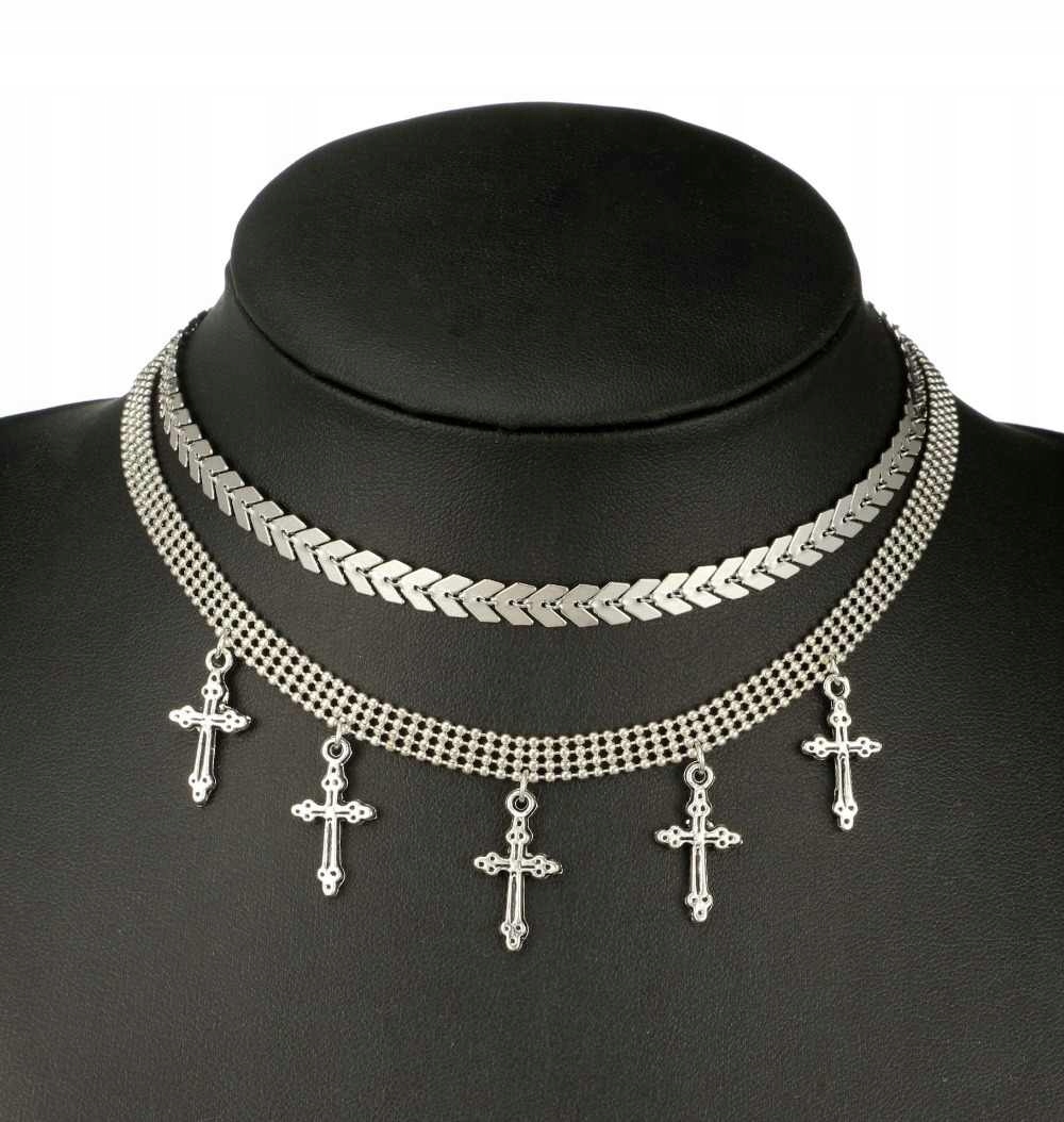 Naszyjnik choker celebrytka długa boho srebrny 42 - obrazek 2