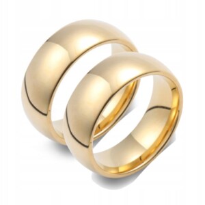 Złote obrączki ślubne klasyczne stal 316l para piękne 2 sztuki - miniatura 2