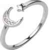 Srebrny damski pierścionek regulowany uniwersalny prezent księżyc gwiazda - miniatura 1