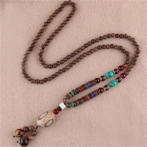 Naszyjnik drewniany nepal buddyjski mala tybetański mnichów handmade amulet - miniatura 2