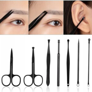 Zestaw do manicure pedicure twarzy podróżny 18 szt xxl czarny cążki etui - miniatura 9