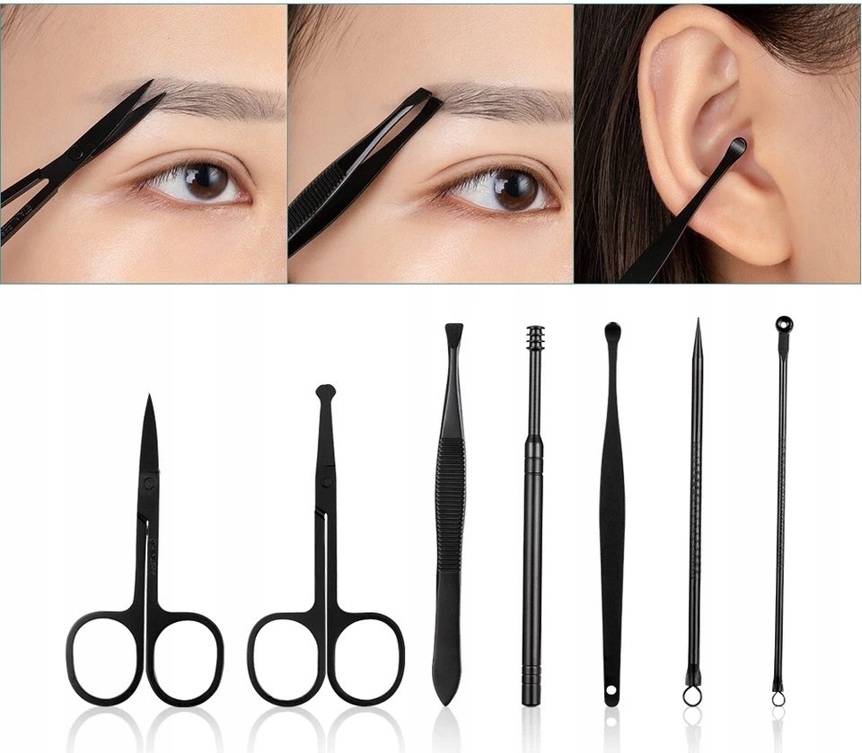 Zestaw do manicure pedicure twarzy podróżny 18 szt xxl czarny cążki etui - zdjęcie 9