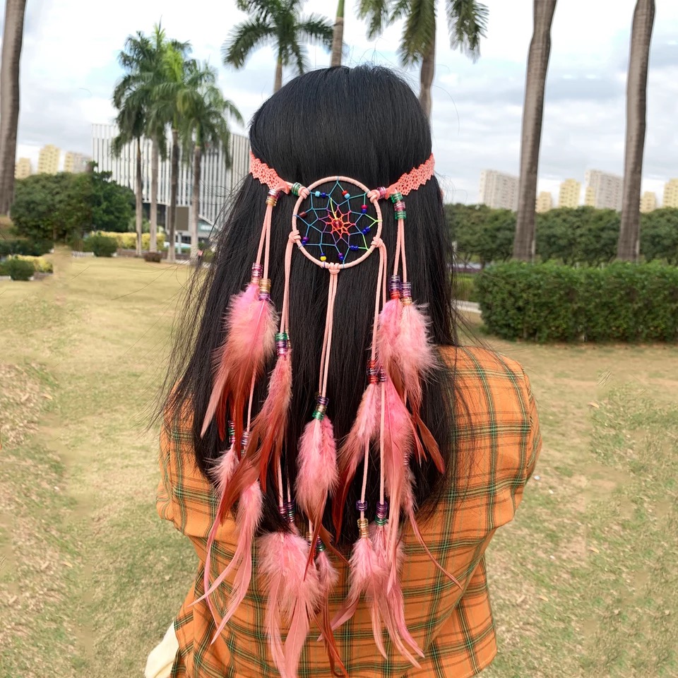 Pióropusz opaska do włosów łapacz snów piórka a18 - obrazek 4