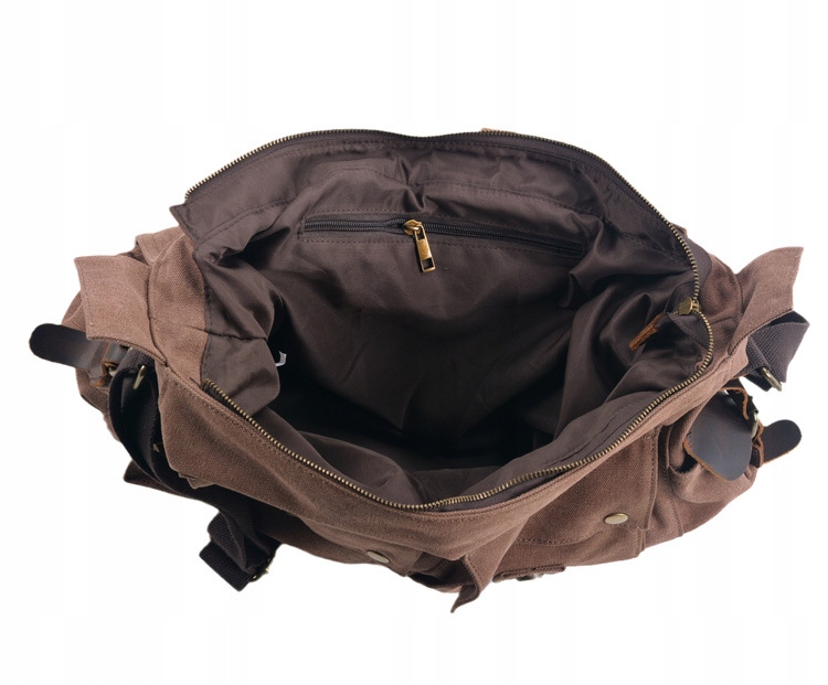 Duża torba męska listonoszka vintage retro miejska ekoskóra czarno brązowa - zdjęcie 6