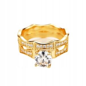 Złote obrączki para ślubne stal pozłacane r.17/19 - miniatura 3