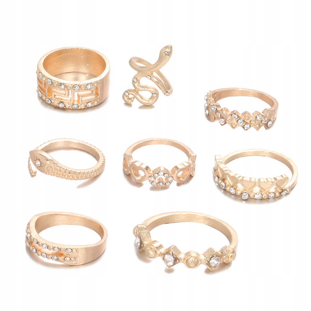 Złoty zestaw pierścionków retro punk boho 06