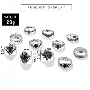 Srebrny zestaw pierścionków retro punk boho 12 - miniatura 6