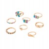 Zestaw złotych pierścionków retro punk vintage 8 sztuk kolorowe kwiatek - miniatura 2