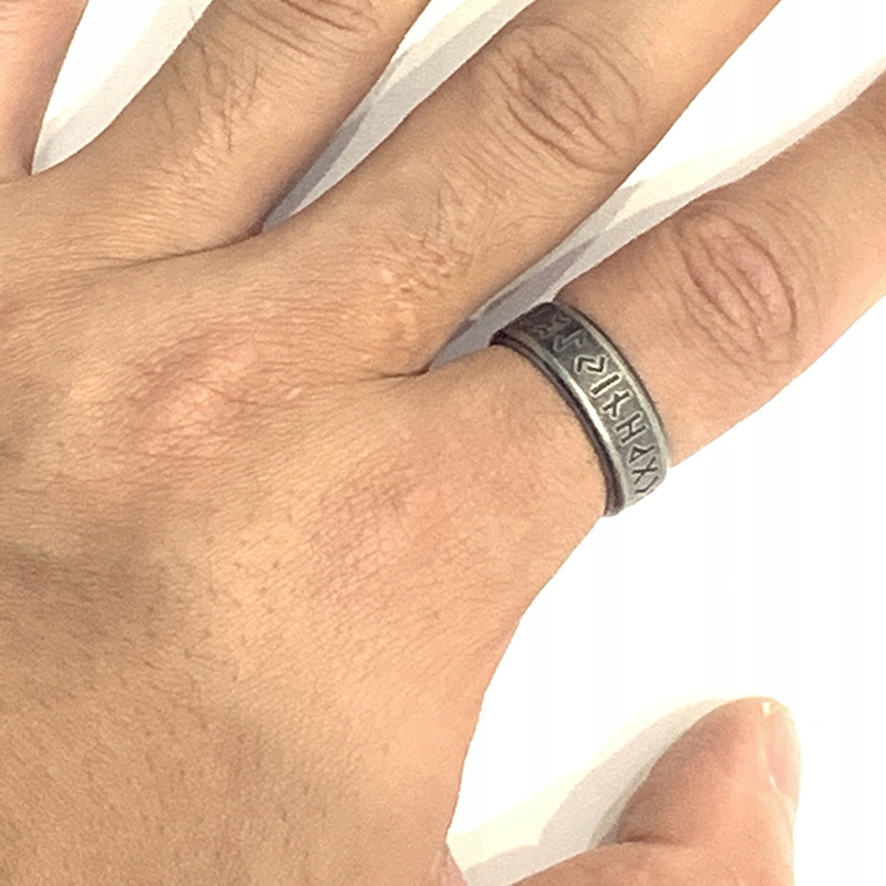 Pierścień stalowy srebrny wikingów 316l amulet 212 - obrazek 6