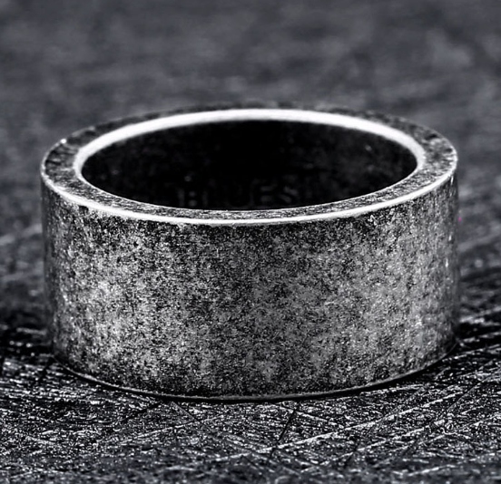 Pierścień stalowy srebrny wikingów 316l amulet 145 - obrazek 2