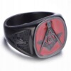 Pierścień sygnet obrączka czarno-czerwony g 403 - miniatura 2
