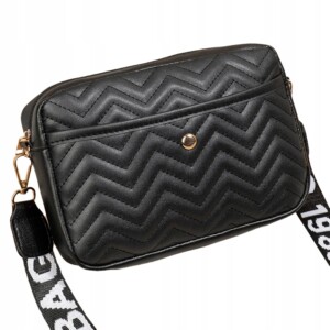 Torebka damska listonoszka czarna eko skóra zestaw 2szt chevron - miniatura 3