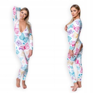 Piżama damska prezent na walentynki dla dziewczyny z klapką motyle xl - miniatura 2