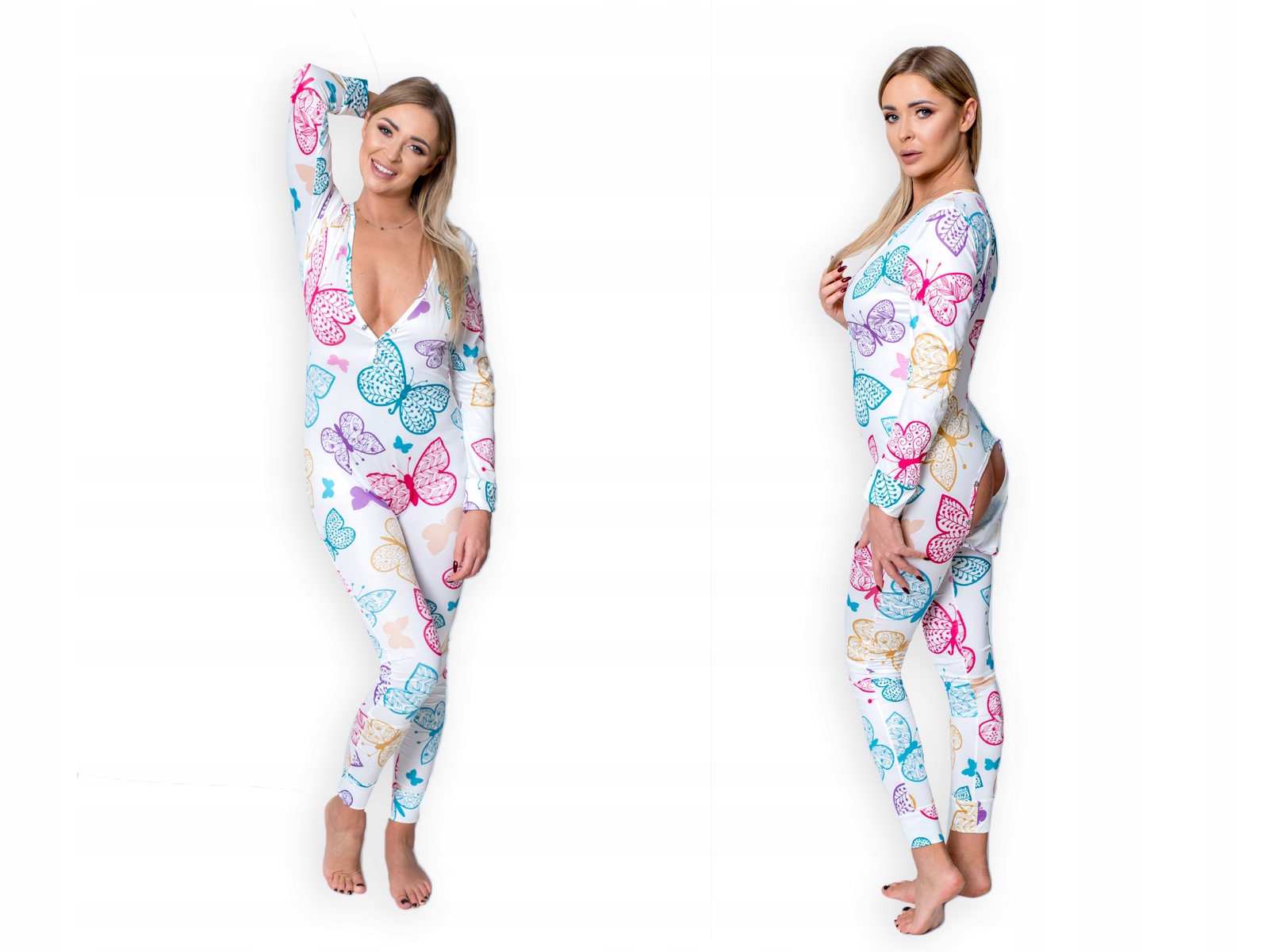 Piżama damska prezent na walentynki dla dziewczyny z klapką motyle xl - zdjęcie 2