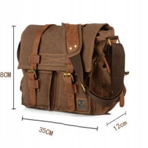 Duża torba męska listonoszka vintage retro miejska ekoskóra czarno brązowa - miniatura 10