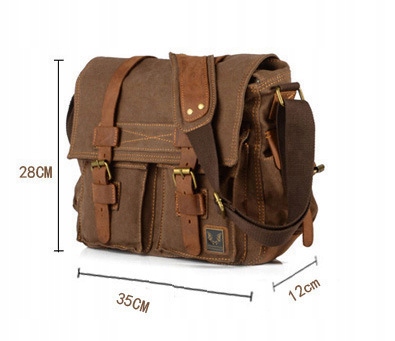 Duża torba męska listonoszka vintage retro miejska ekoskóra czarno brązowa - zdjęcie 10