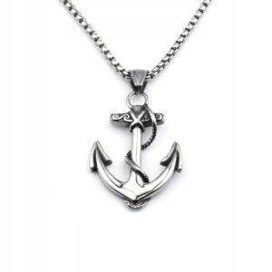 Naszyjnik srebrny stal łańcuszek kotwica 315 - miniatura 1