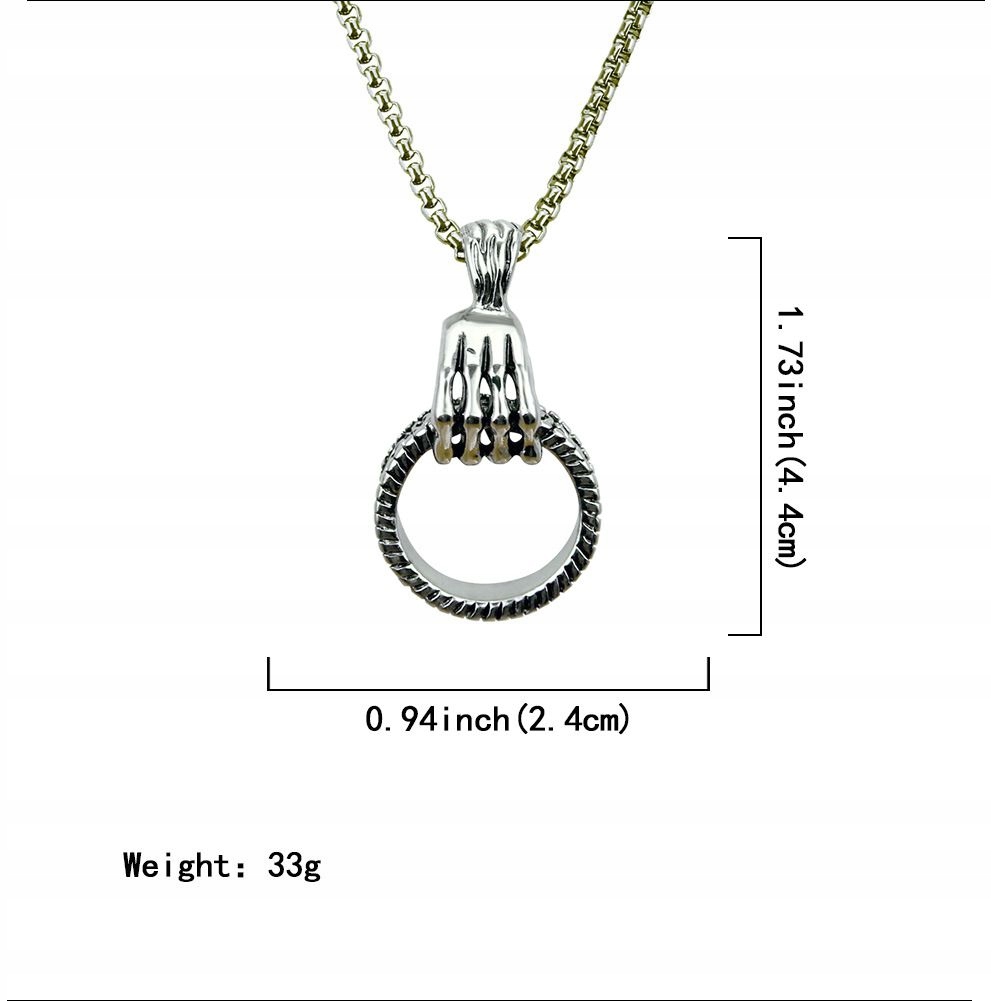 Naszyjnik srebrny stal łańcuszek łapa koło 310 - obrazek 7